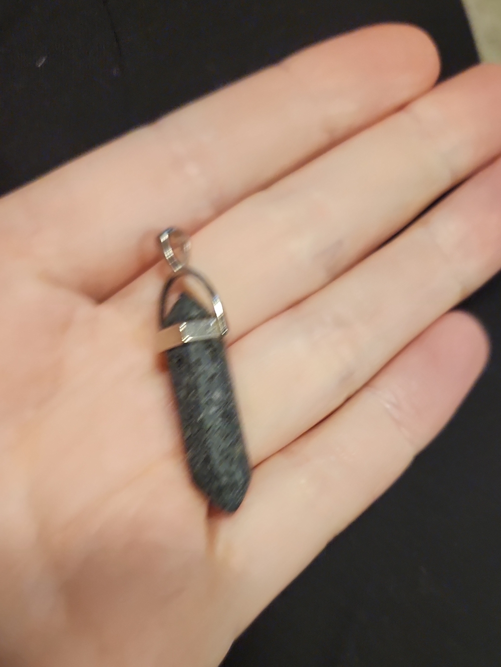 (3 For $15) Silver Volcanic Black Stone Point Pendant